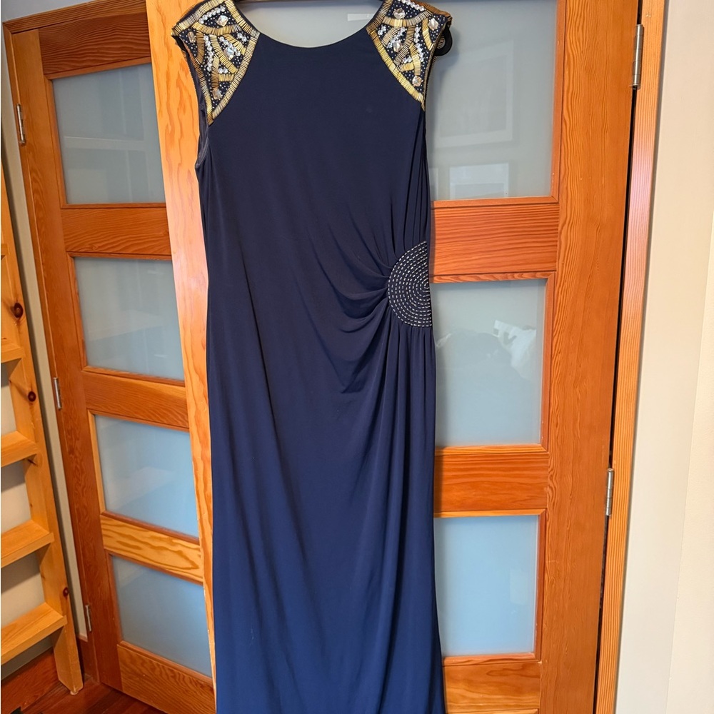Navy Blue Beaded Maxi Dress